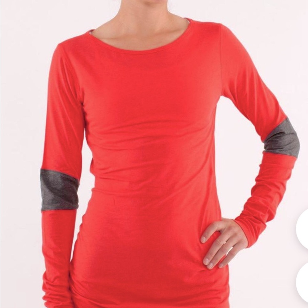 Lululemon Devotion Long Sleeve T Love Red/Heathered Coal Sz 2